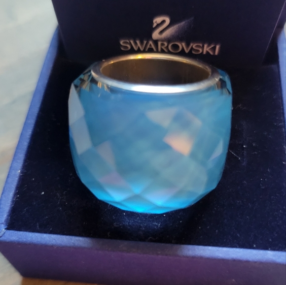 Swarovski Blue Crystal Nirvana Geometric Ring Size 6/52mm - Picture 2 of 3
